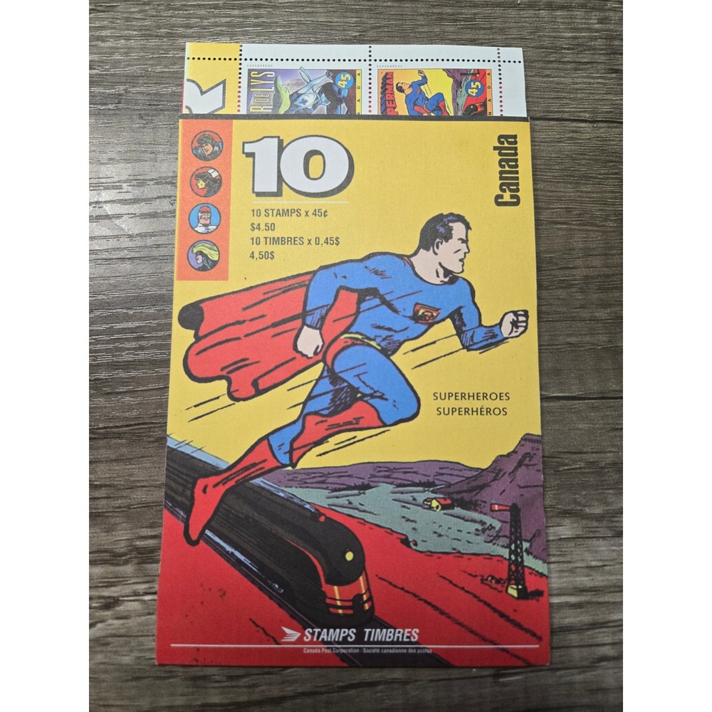1995 Canada Stamp Booklet 10 x 45¢ SUPERHEROES STAMPS
